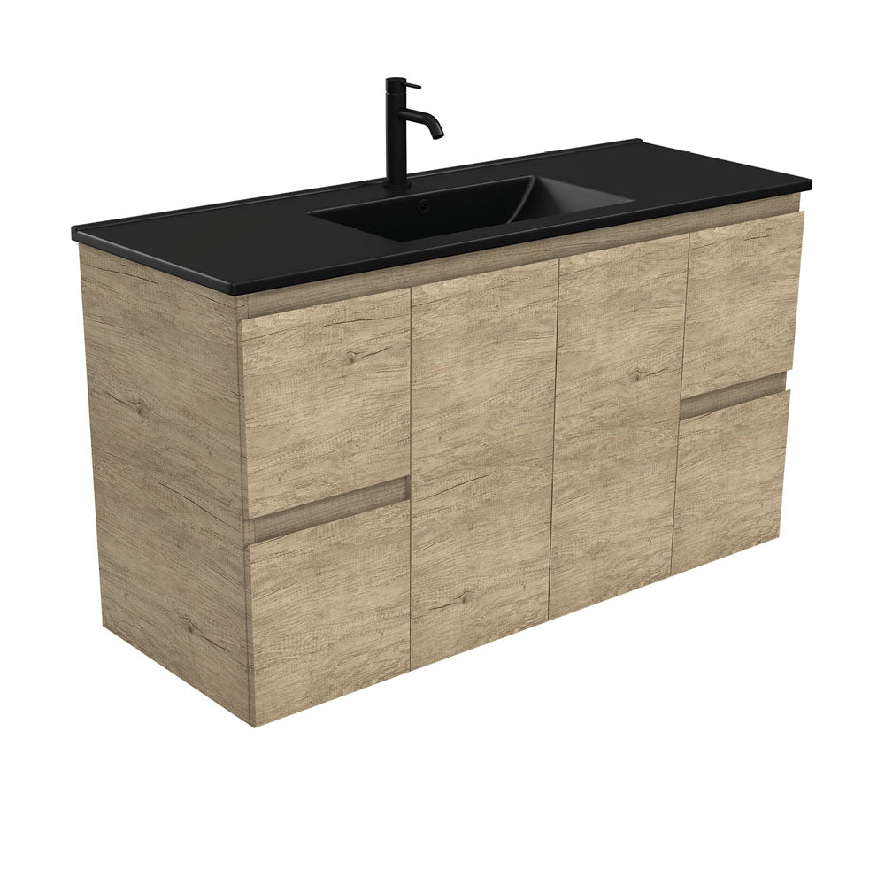 Dolce Matte Black Edge Scandi Oak 1200 Wall-Hung Vanity
