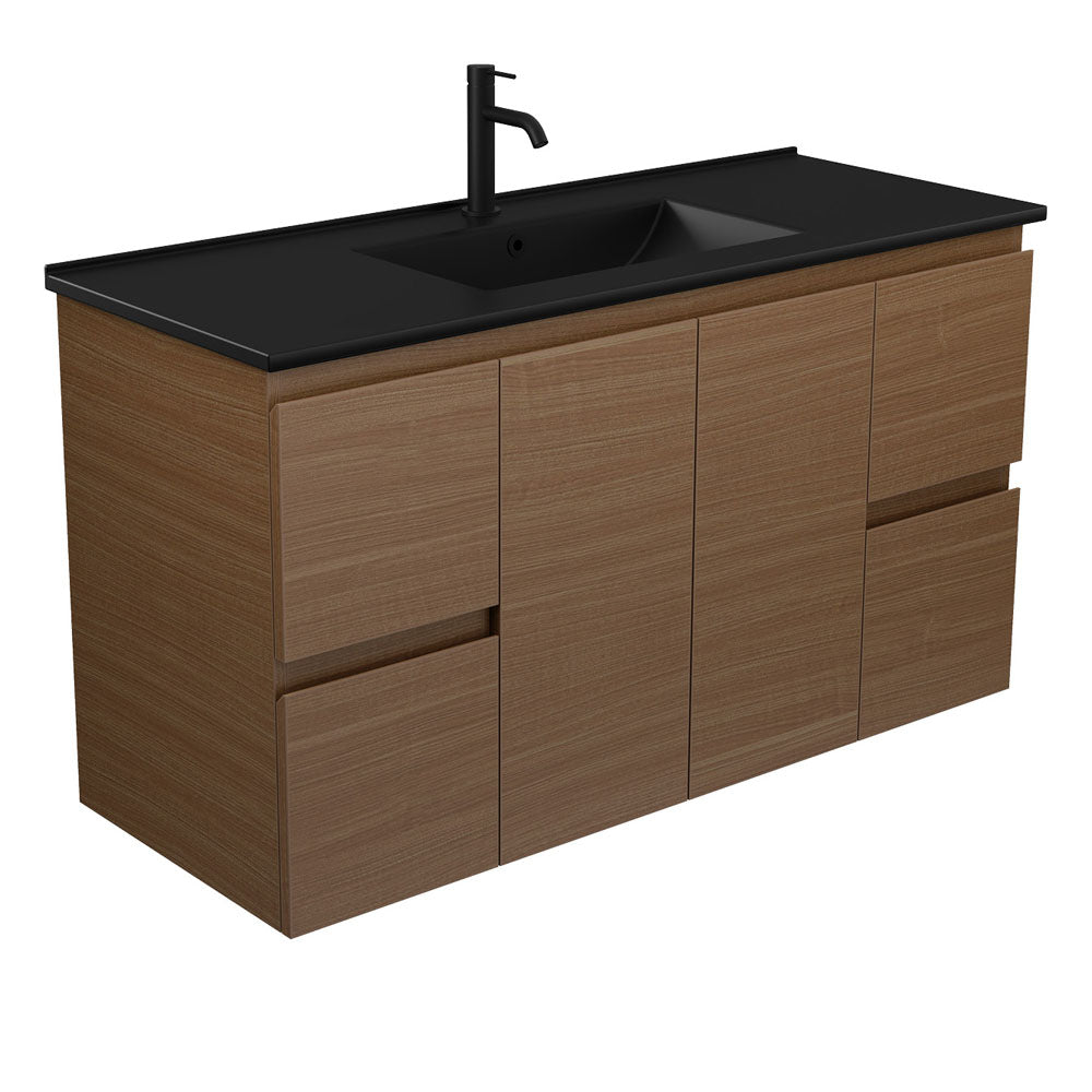 DOLCE Matte Black Edge Walnut 1200 Wall Hung Vanity