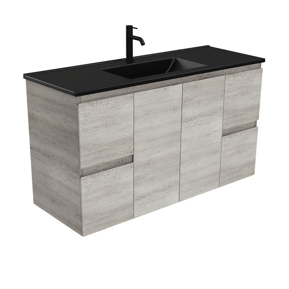 Dolce Matte Black Edge Industrial 1200 Wall-Hung Vanity
