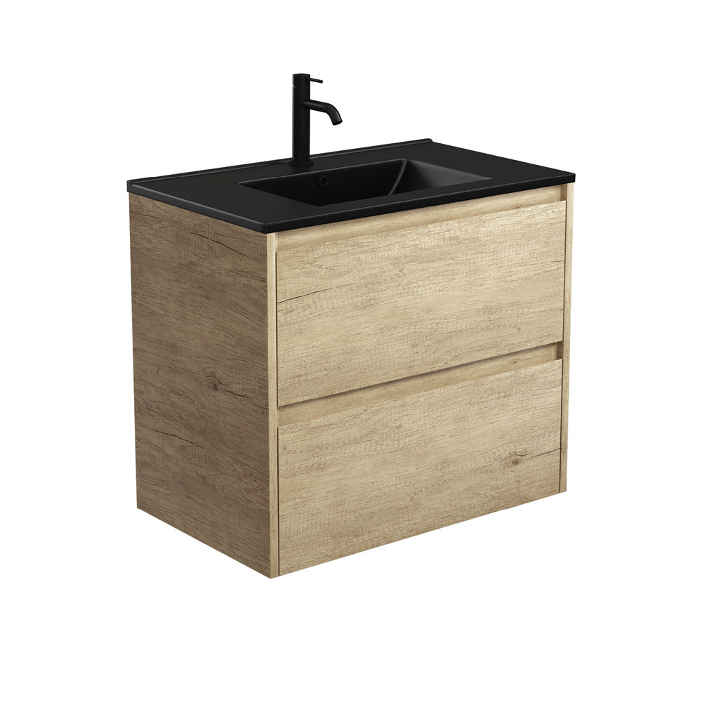 Dolce Matte Black Amato 750 Scandi Oak Wall-Hung Vanity