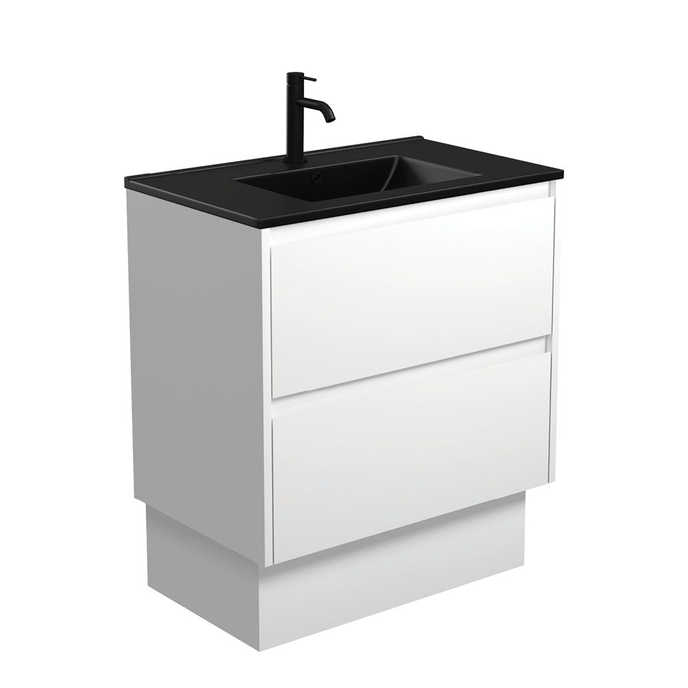 Dolce Matte Black Amato 750 Satin White Vanity On Kick