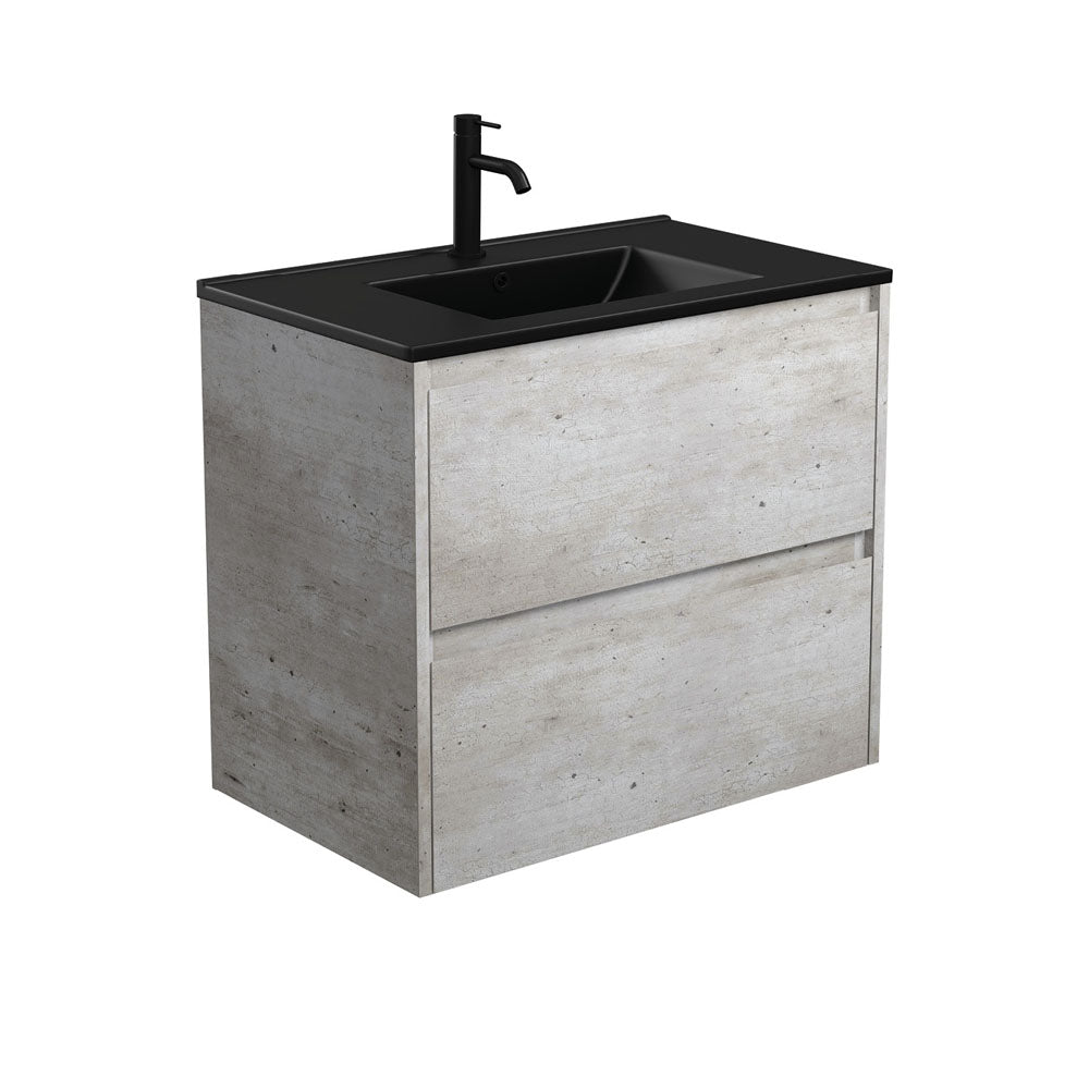 Dolce Matte Black Amato 750 Industrial Wall-Hung Vanity
