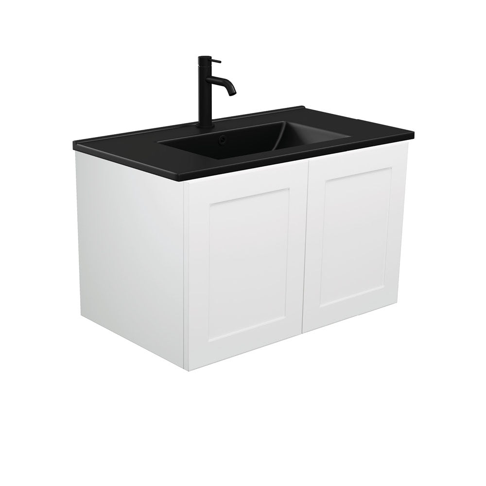 Dolce Matte Black Mila 750 Wall-Hung Vanity, Left Drawer