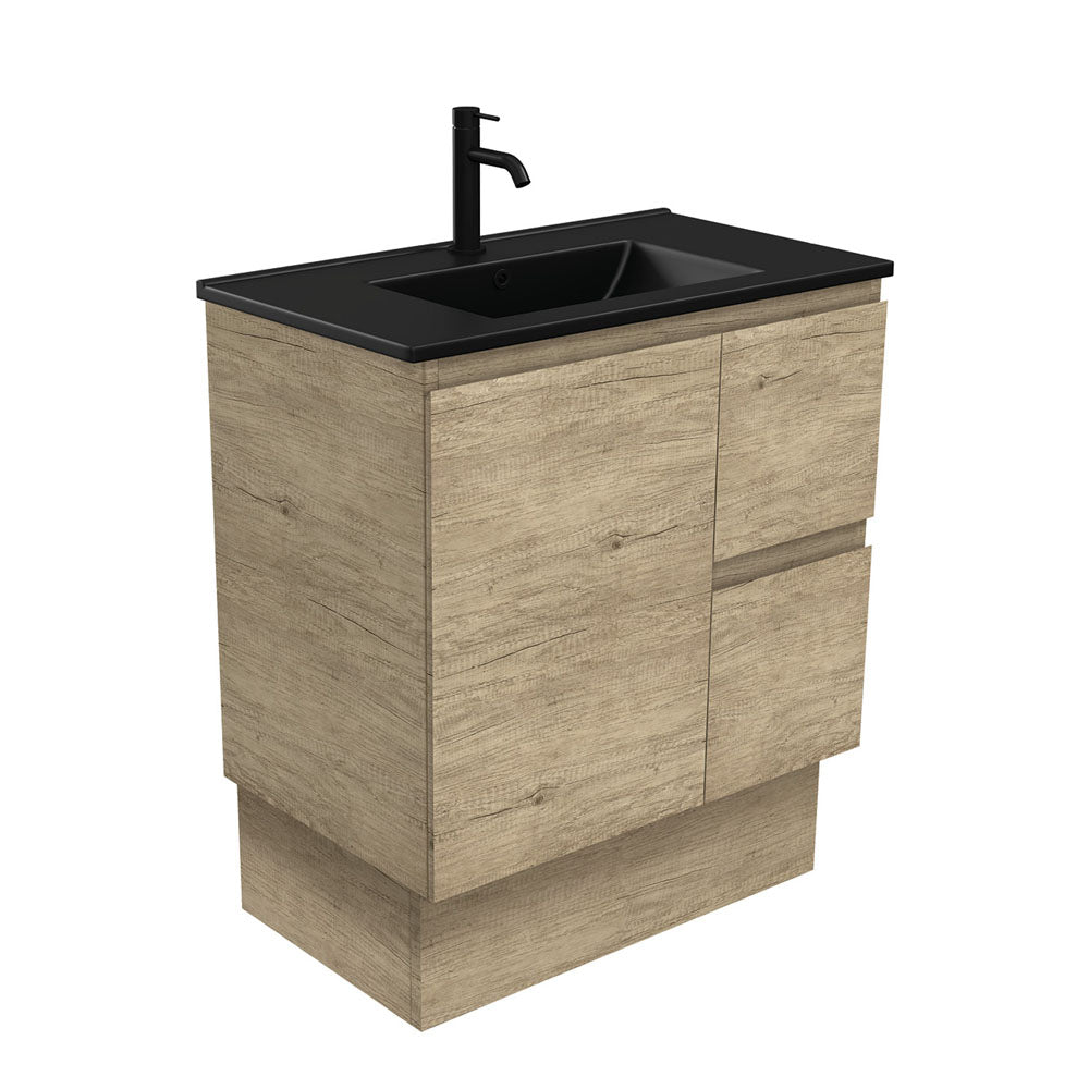 Dolce Matte Black Edge Scandi Oak 750 Vanity On Kickboard