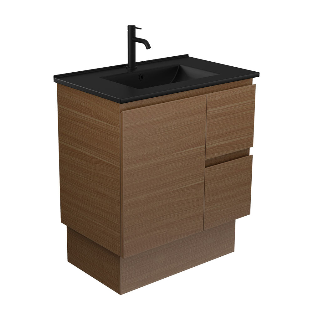 Dolce Matte Black Edge Walnut 750 Vanity on Kickboard