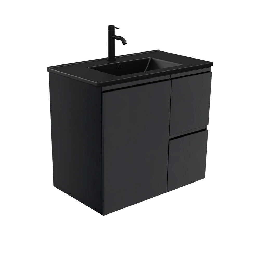 Dolce Matte Black Fingerpull Satin Black 750 Wall-Hung Vanity