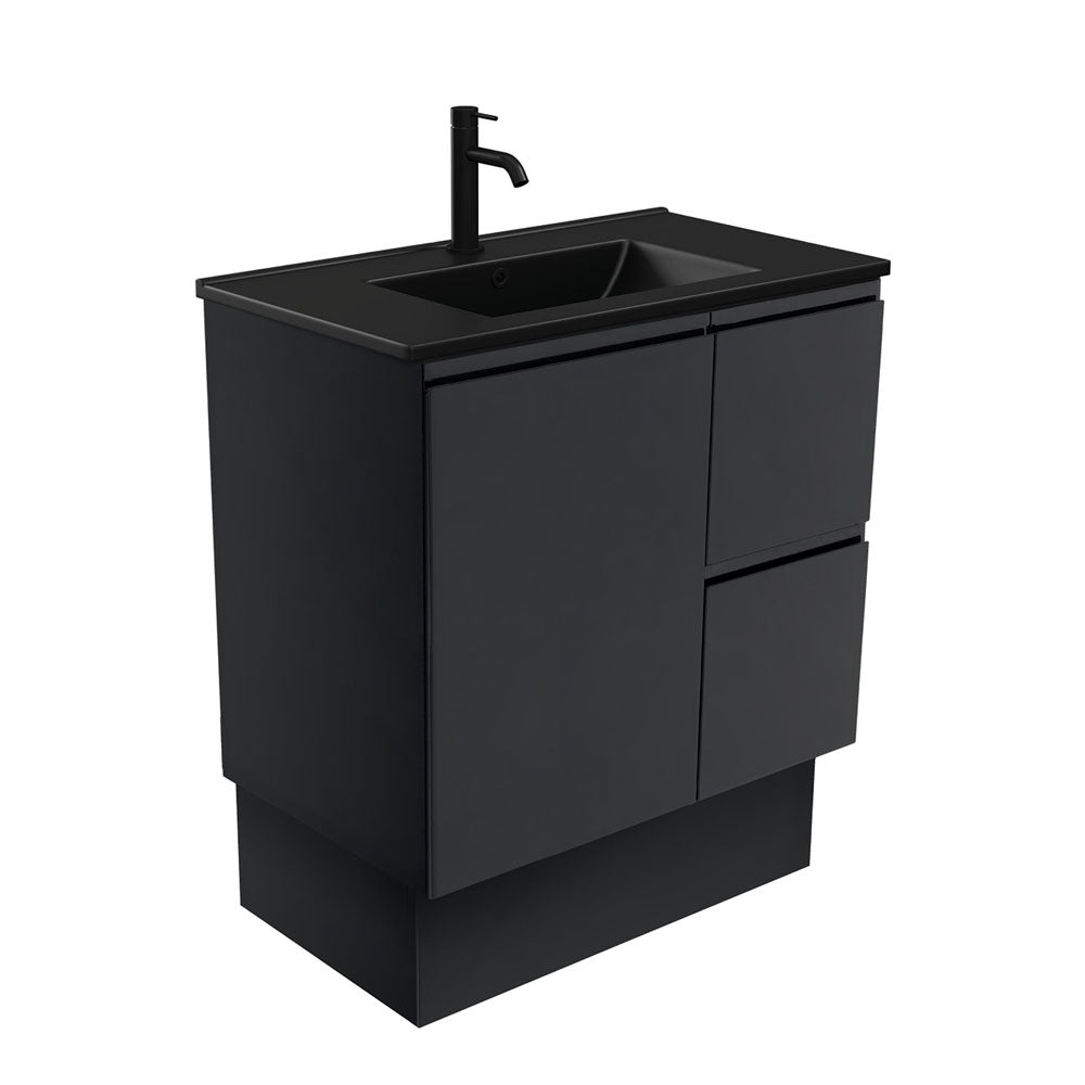 Dolce Matte Black Fingerpull Satin Black 750 Vanity On Kickboard