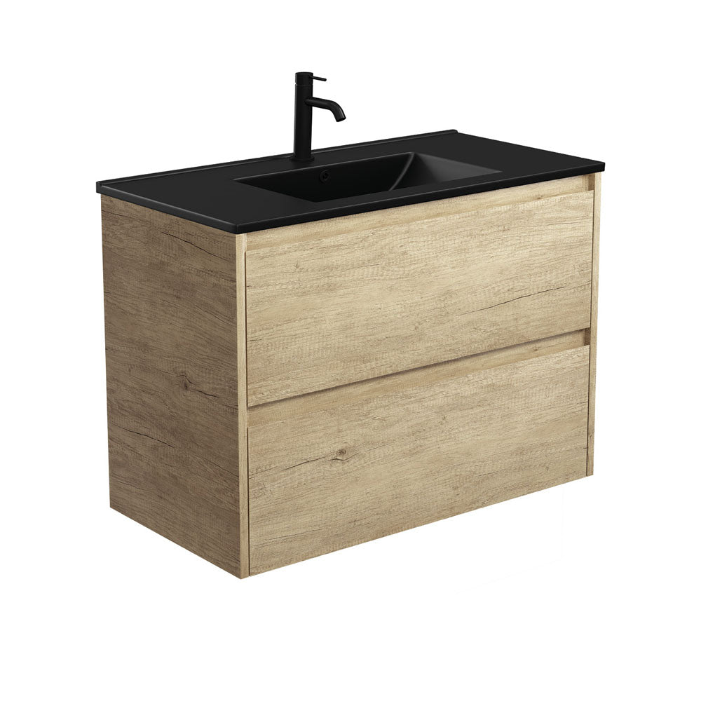 Dolce Matte Black Amato 900 Scandi Oak Wall-Hung Vanity