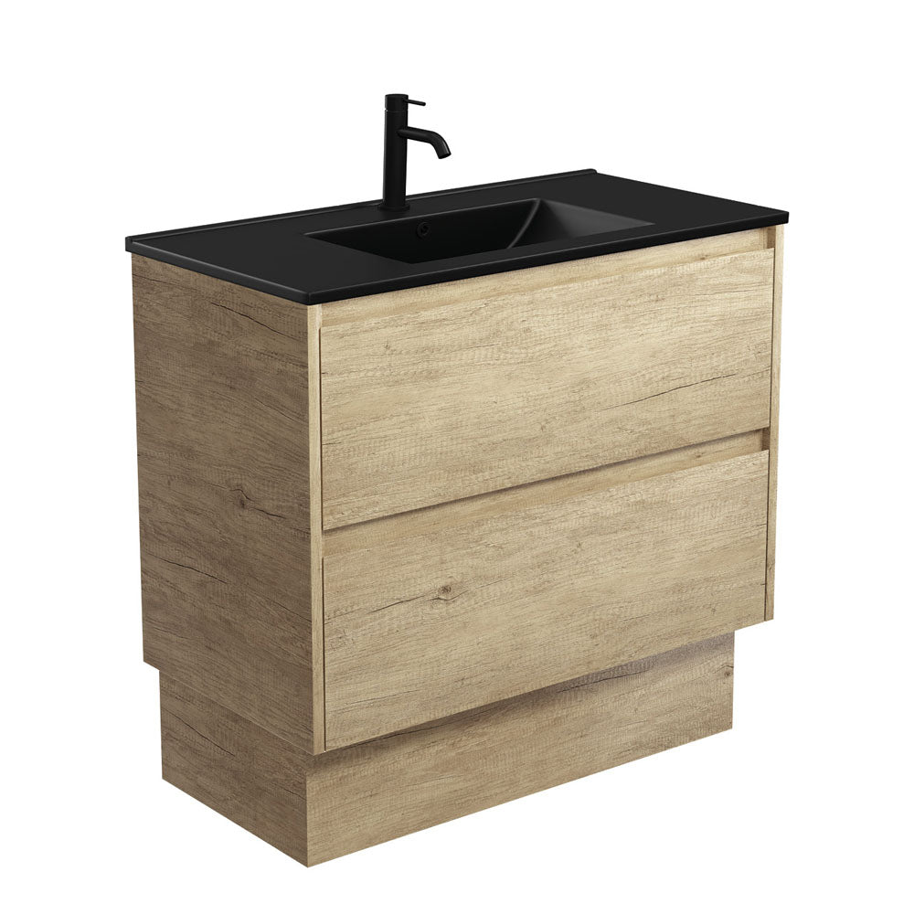 Dolce Matte Black Amato 900 Scandi Oak Vanity On Kick