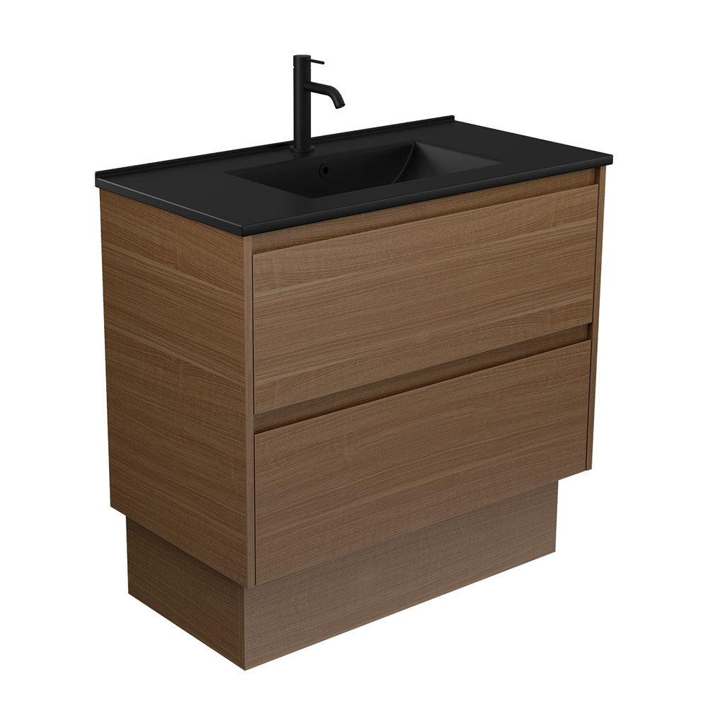 Dolce Matte Black Amato 900 Walnut Vanity On Kick