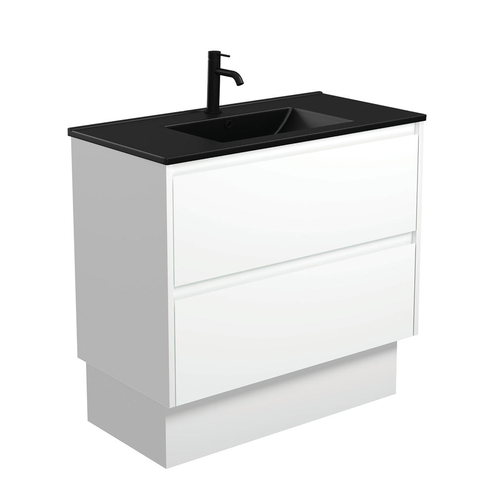 Dolce Matte Black Amato 900 Satin White Vanity On Kick