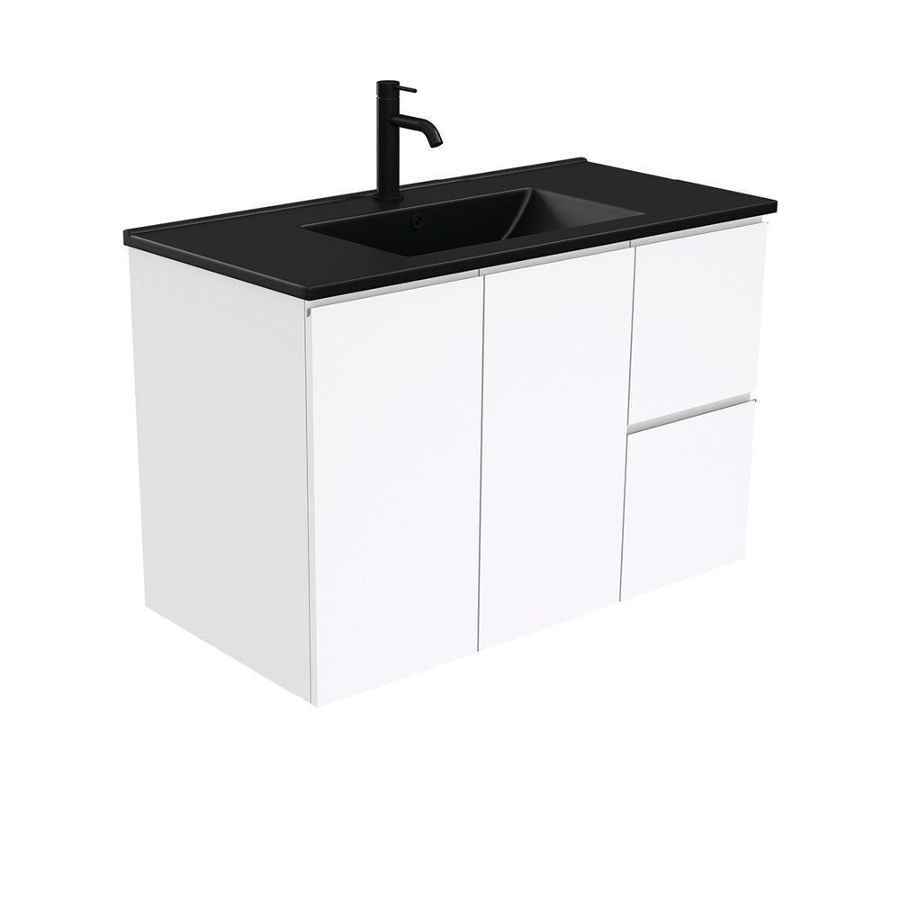Dolce Matte Black Fingerpull Gloss White 900 Wall-Hung Vanity