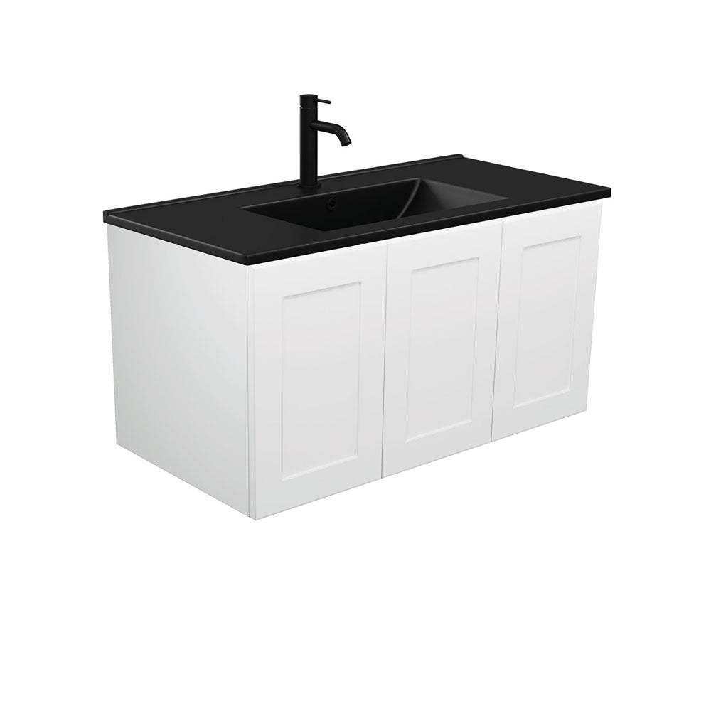 Dolce Matte Black Mila 900 Wall-Hung Vanity, Left Drawer