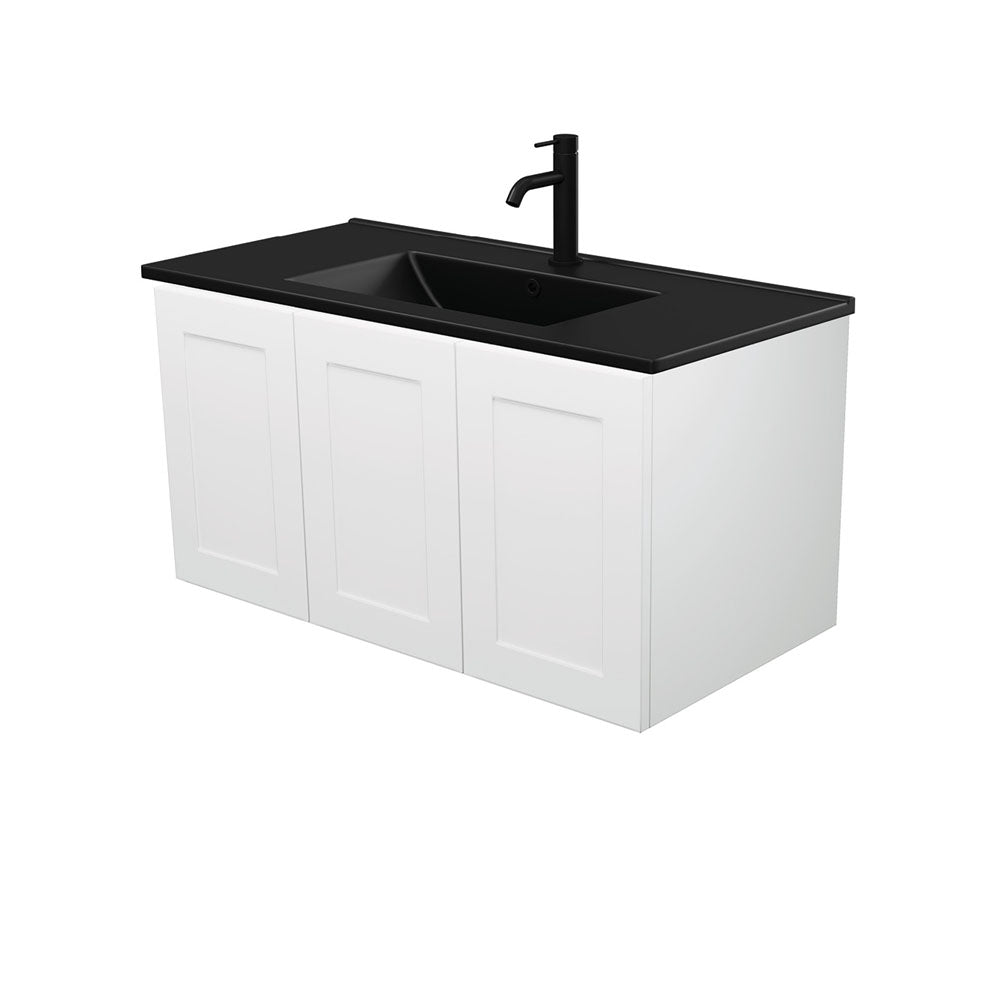 Dolce Matte Black Mila 900 Wall-Hung Vanity, Right Drawer