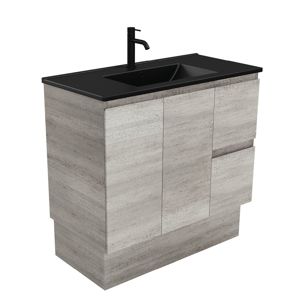 Dolce Matte Black Edge Industrial 900 Vanity On Kickboard