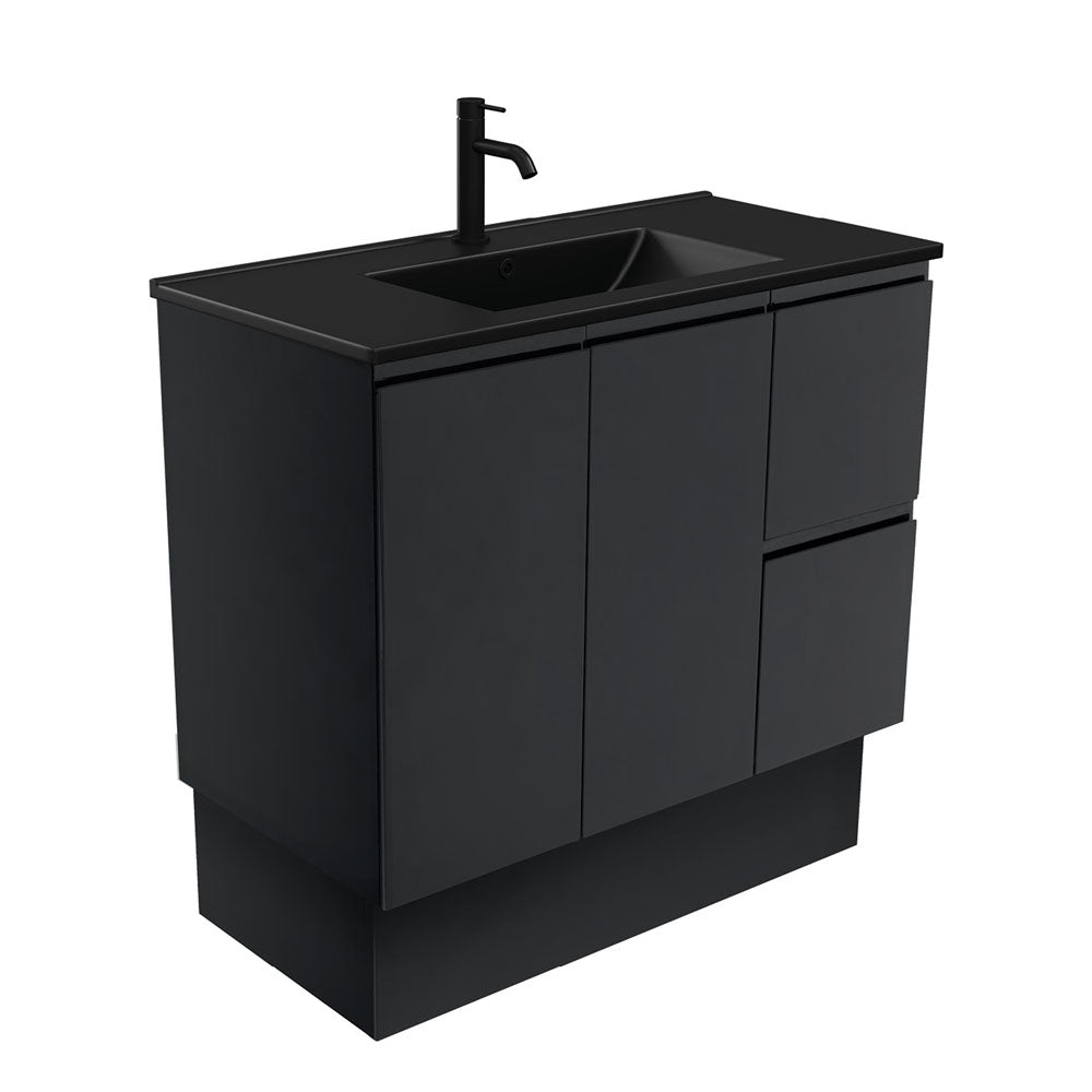 Dolce Matte Black Fingerpull Satin Black 900 Vanity On Kickboard