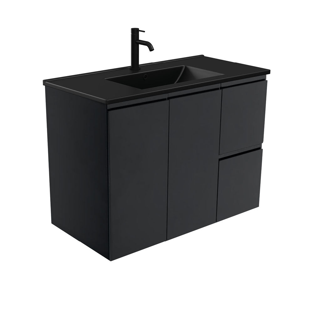 Dolce Matte Black Fingerpull Satin Black 900 Wall-Hung Vanity