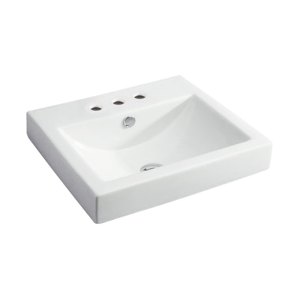 Low Profile Semi-Inset Basin, 3 Tap Holes