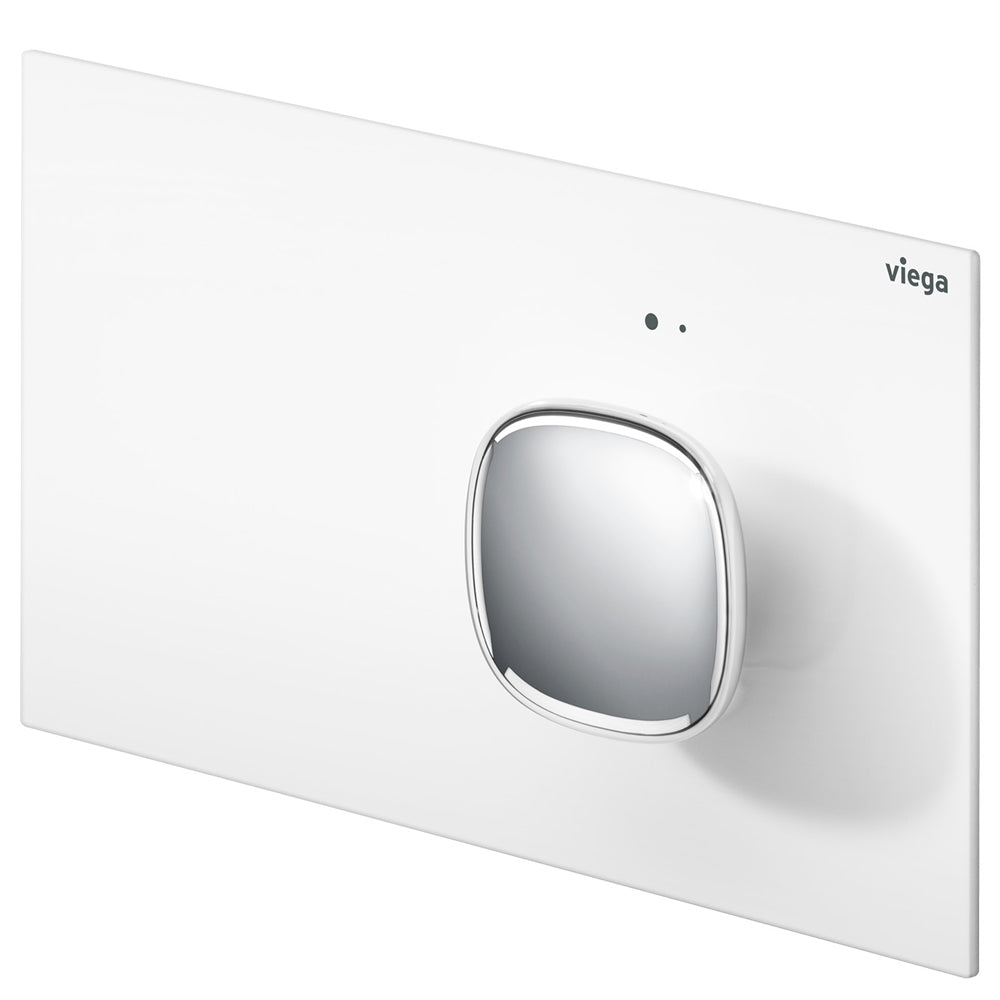 Viega Visign More 202 Electronic Flush Plate with LED Lamps, White and Chrome