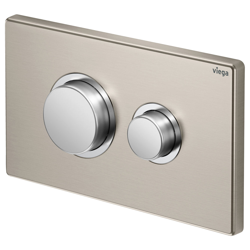 Viega Visign Public 11 Raised Button Flush Plate, Stainless Steel