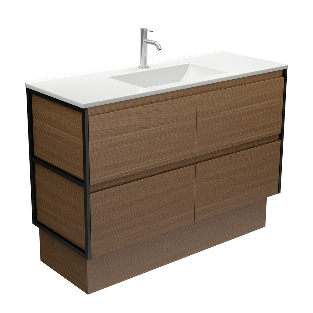 Vanessa Amato 1200 Walnut Vanity On Kick, Matte Black Frames