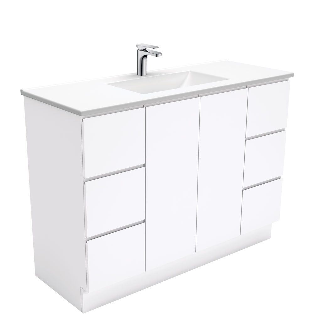 Vanessa Fingerpull Gloss White 1200 Vanity On Kickboard