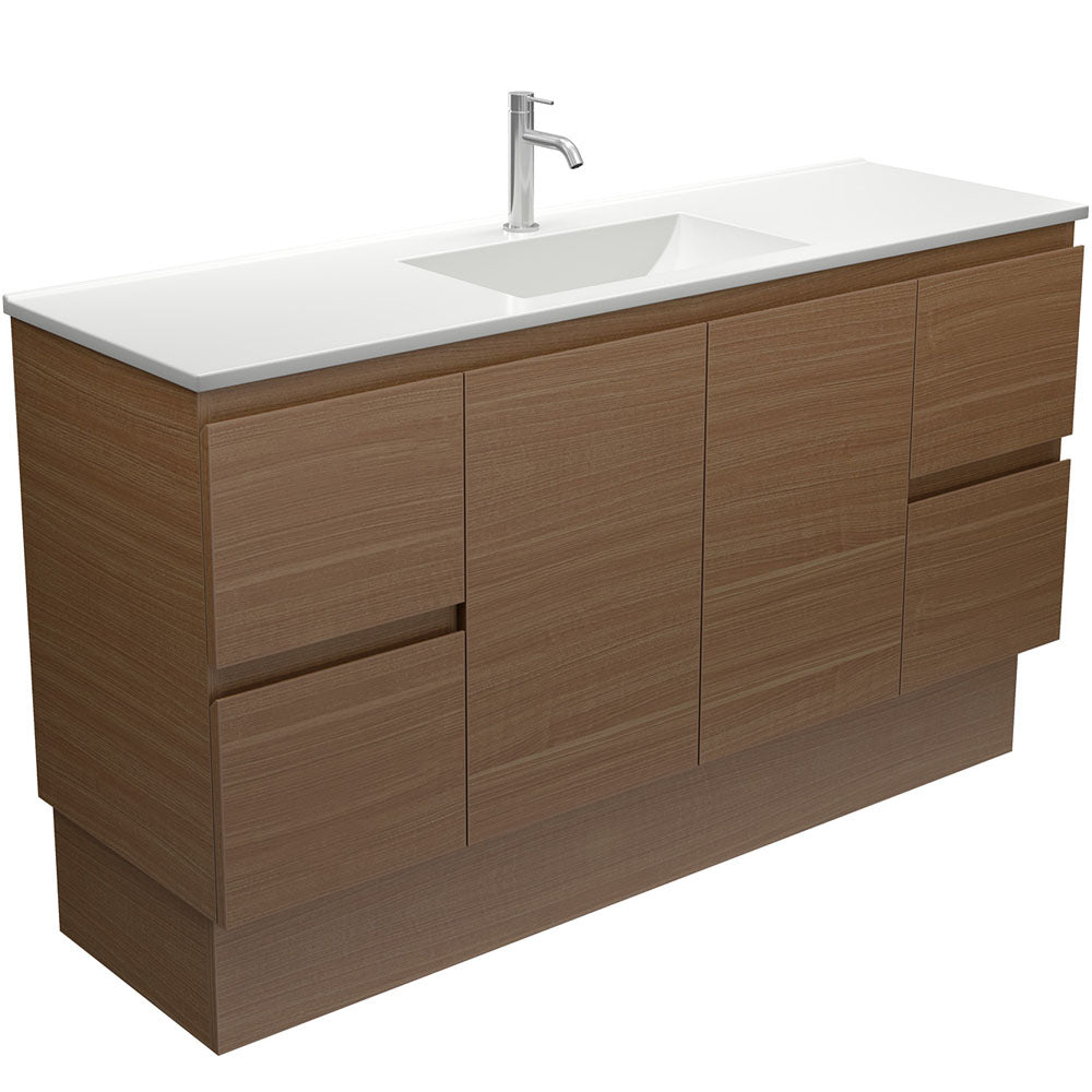 Vanessa Edge Walnut 1500 Single Bowl Vanity on Kick