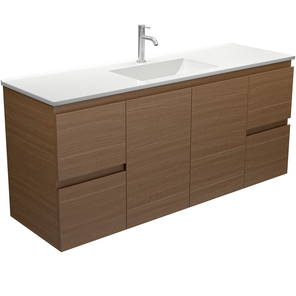 Vanessa Edge Walnut 1500 Single Bowl Wall Hung Vanity