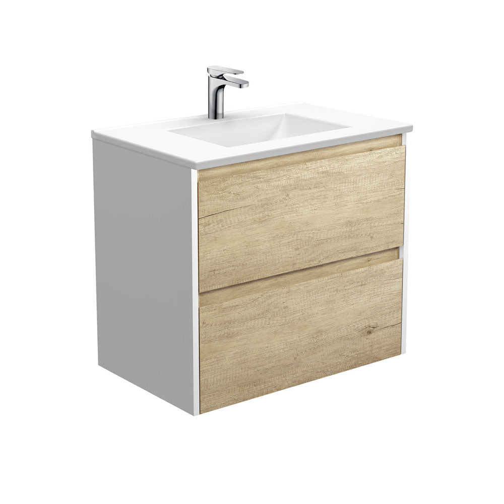 Vanessa Amato 750 Scandi Oak Wall-Hung Vanity, Satin White Panels
