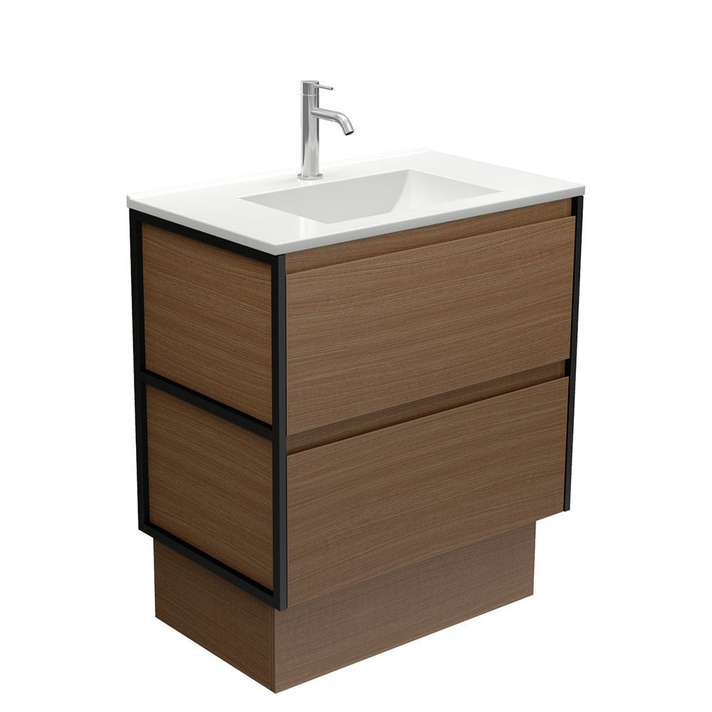 Vanessa Amato 750 Walnut Vanity On Kick, Matte Black Frames
