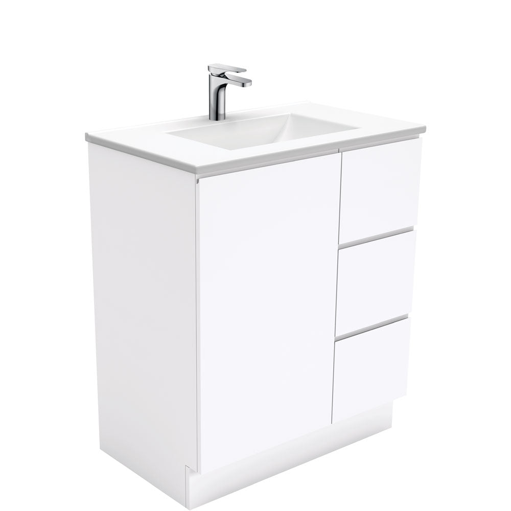Vanessa Fingerpull Gloss White 750 Vanity On Kickboard