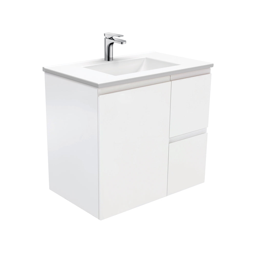 Vanessa Fingerpull Satin White 750 Wall-Hung Vanity