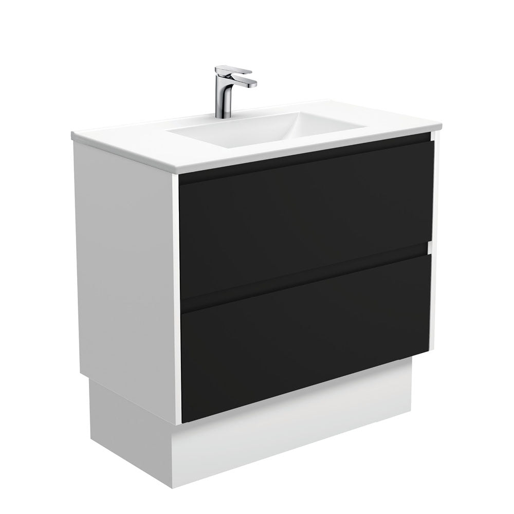 Vanessa Amato 900 Satin Black Vanity On Kick, Satin White Panels