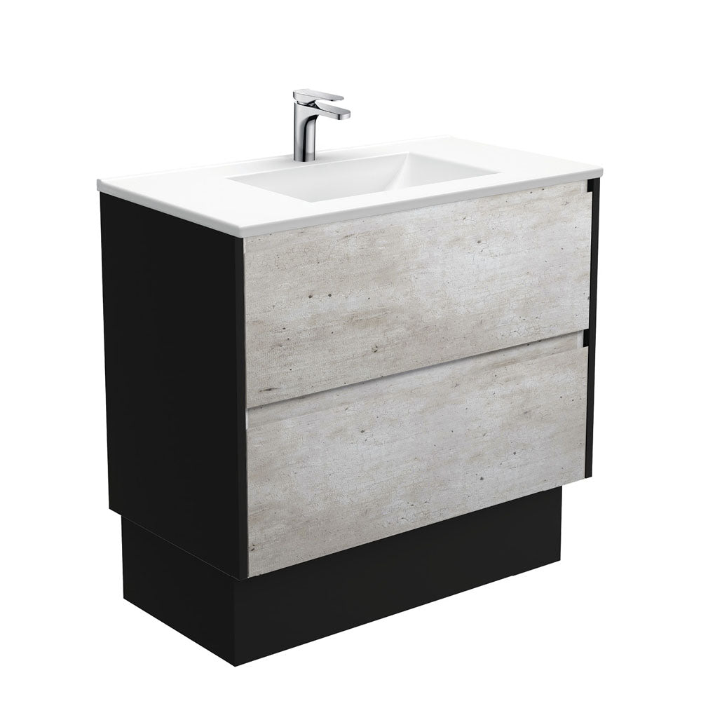 Vanessa Amato 900 Industrial Vanity On Kick, Satin Black Panels