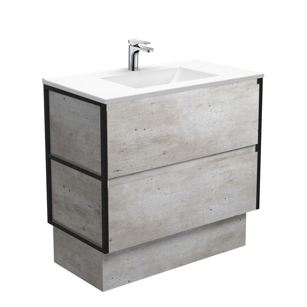 Vanessa Amato 900 Industrial Vanity On Kick, Matte Black Frames