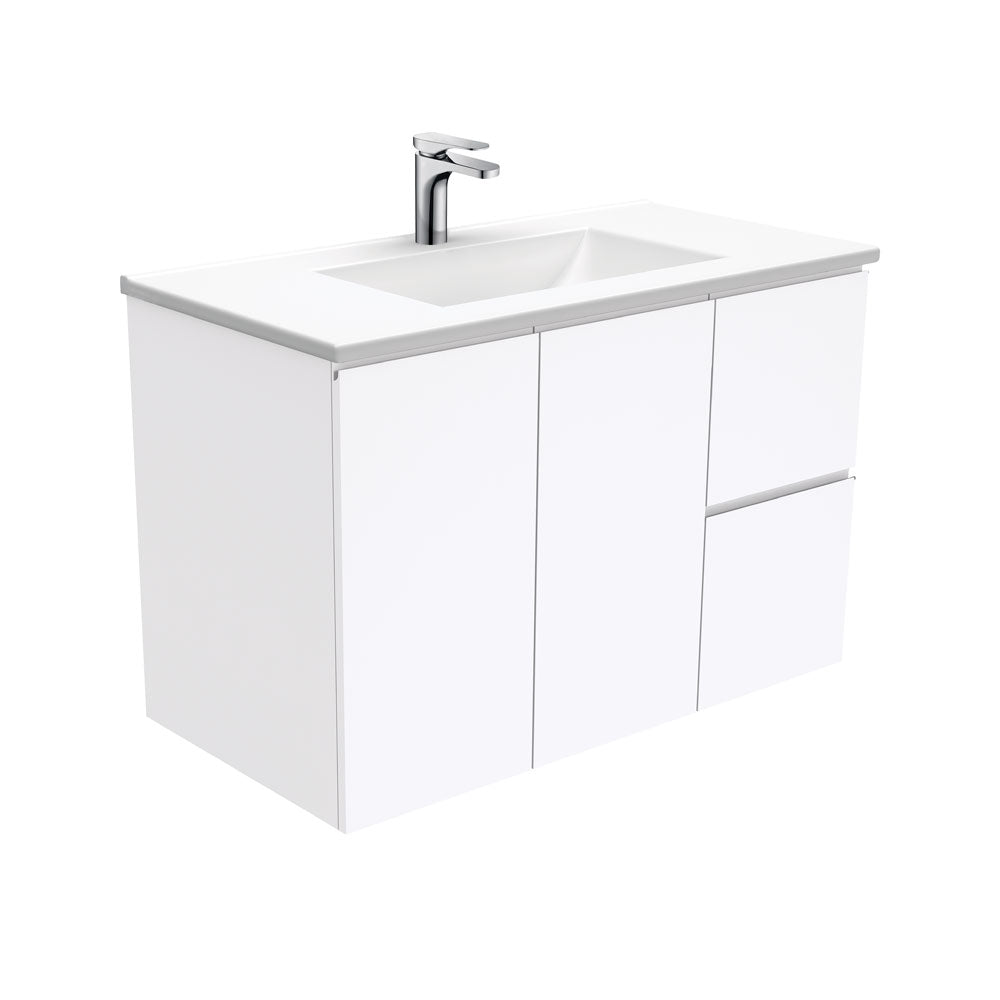 Vanessa Fingerpull Gloss White 900 Wall-Hung Vanity