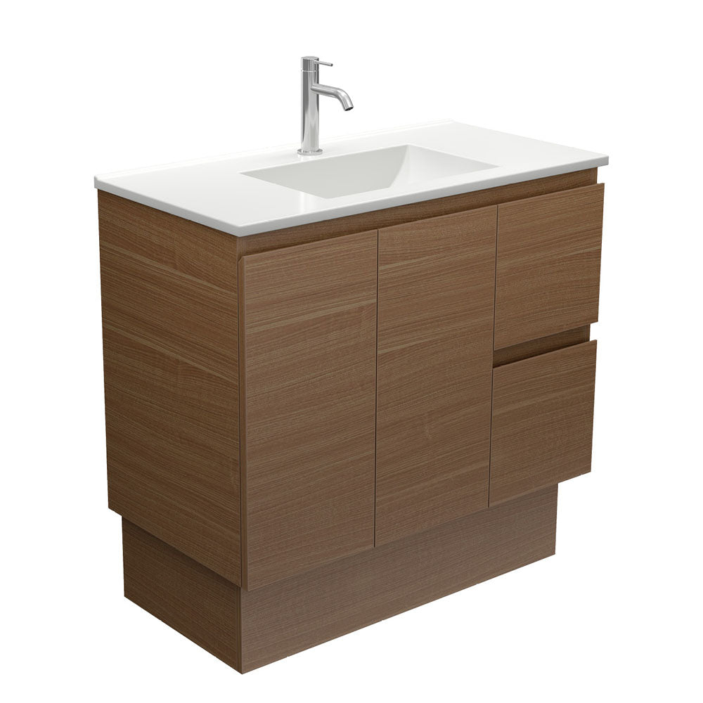 Vanessa Edge Walnut 900 Vanity on Kickboard