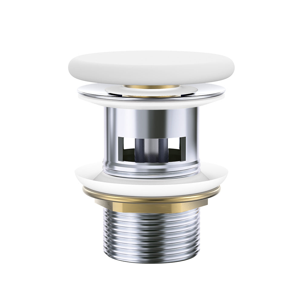 Pop-Up 32mm Overflow Basin Waste, Matte White Flat Ceramic Cap