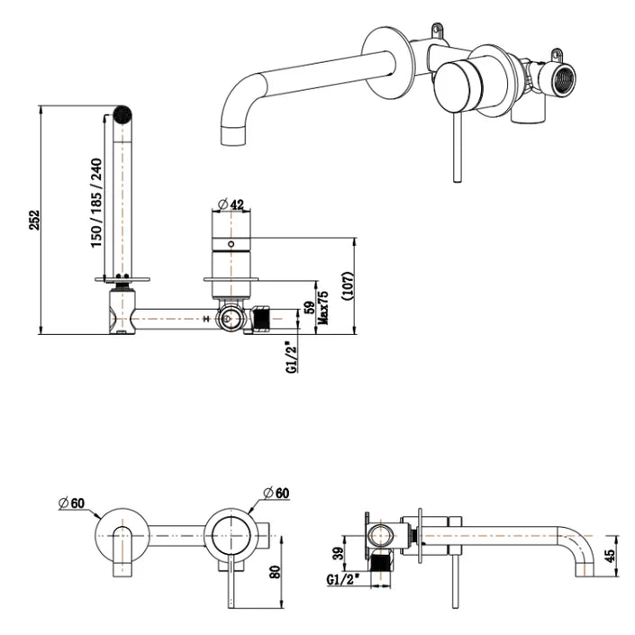 Bella Vista Mica 8-Piece Bathroom Package - Gun Metal
