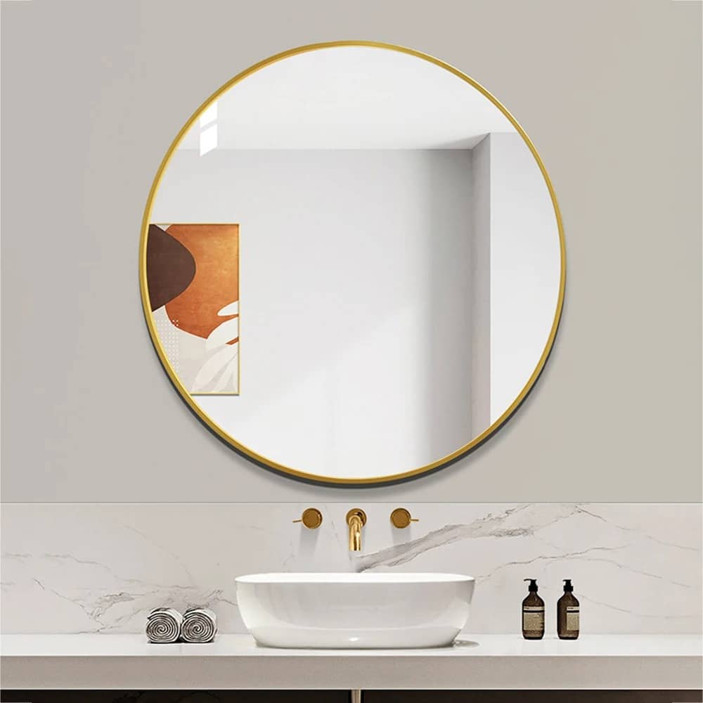 Modern Round Wall Mirror – Black or Rose Gold Aluminium Frame