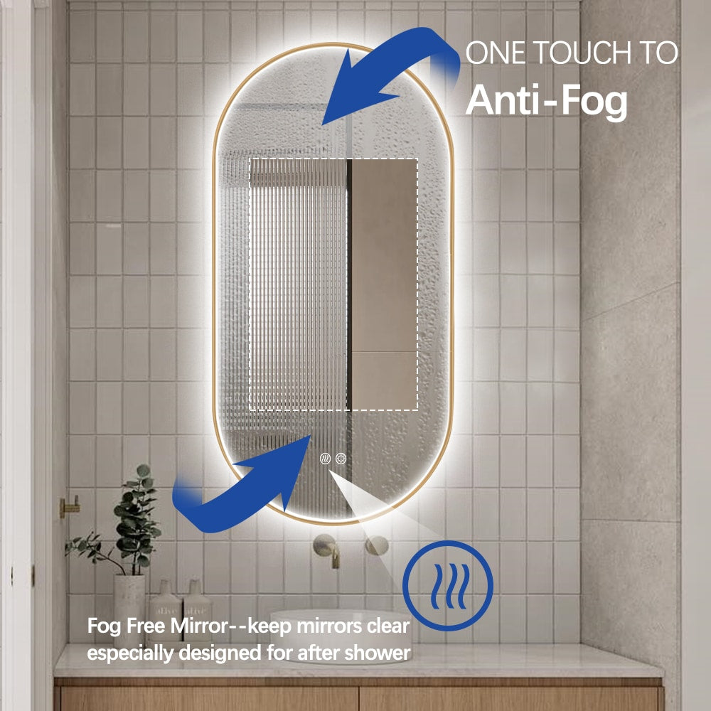 Oval LED Bathroom Mirror – Frontlit with Defogger & Dimmable