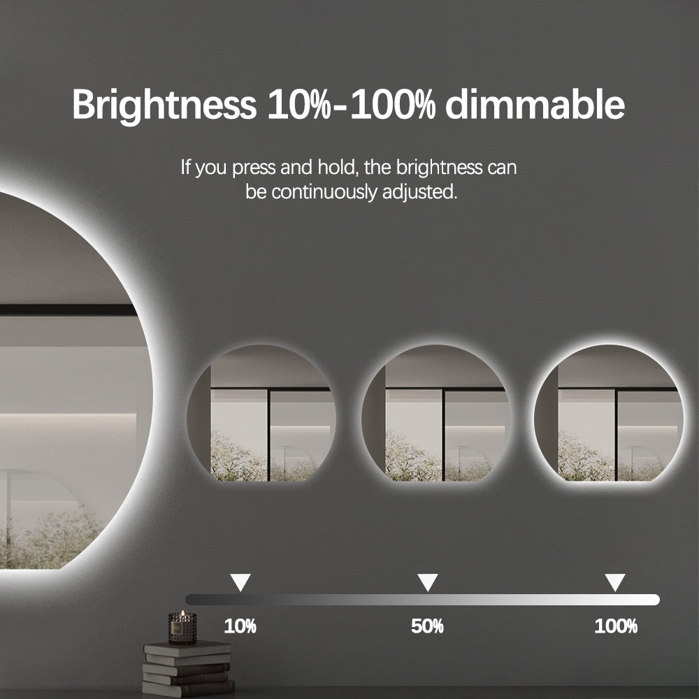 Modern Crescent Moon Wall LED Mirror 90cm x 100cm Backlit Frameless
