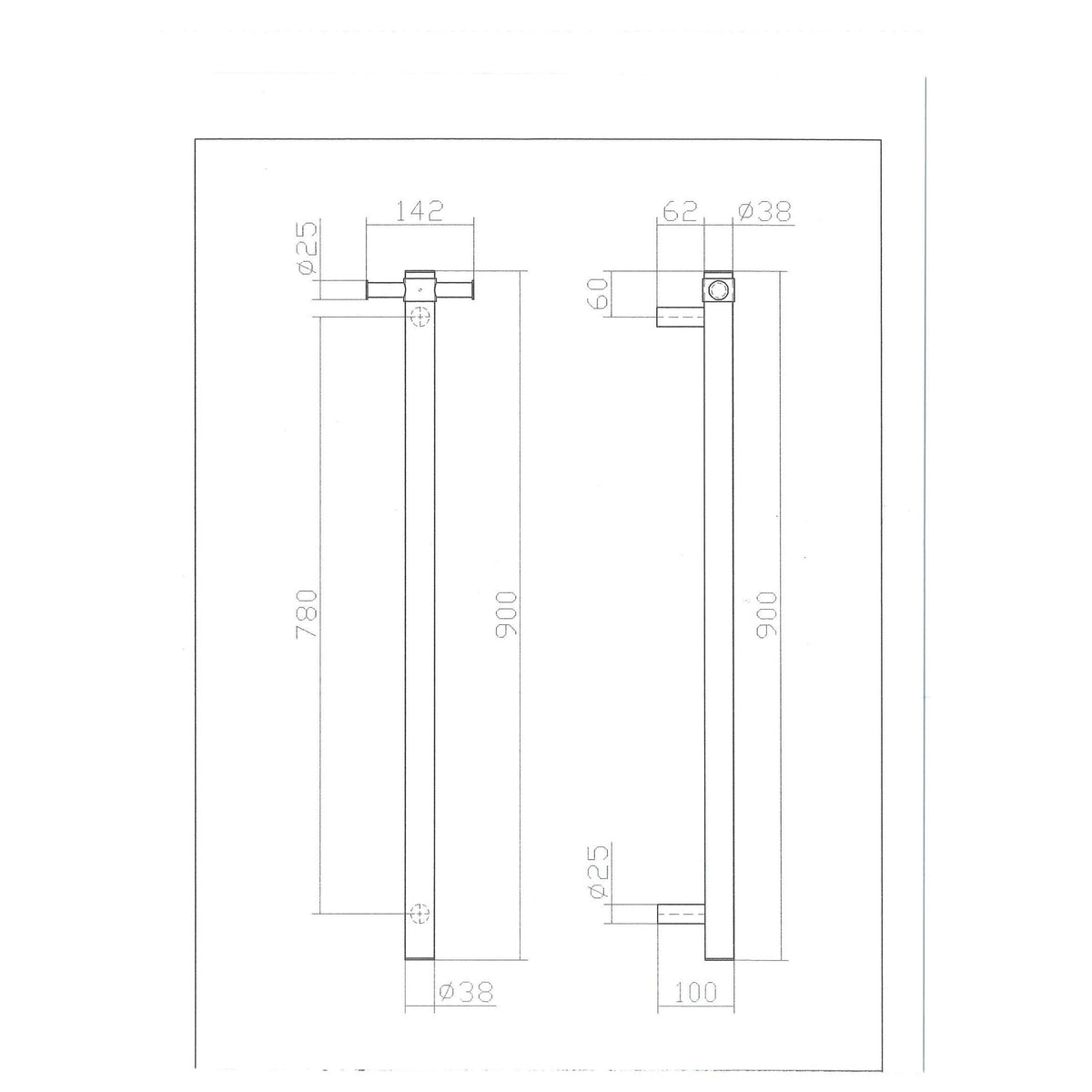 Single Bar Heated Towel Rail (TP900)