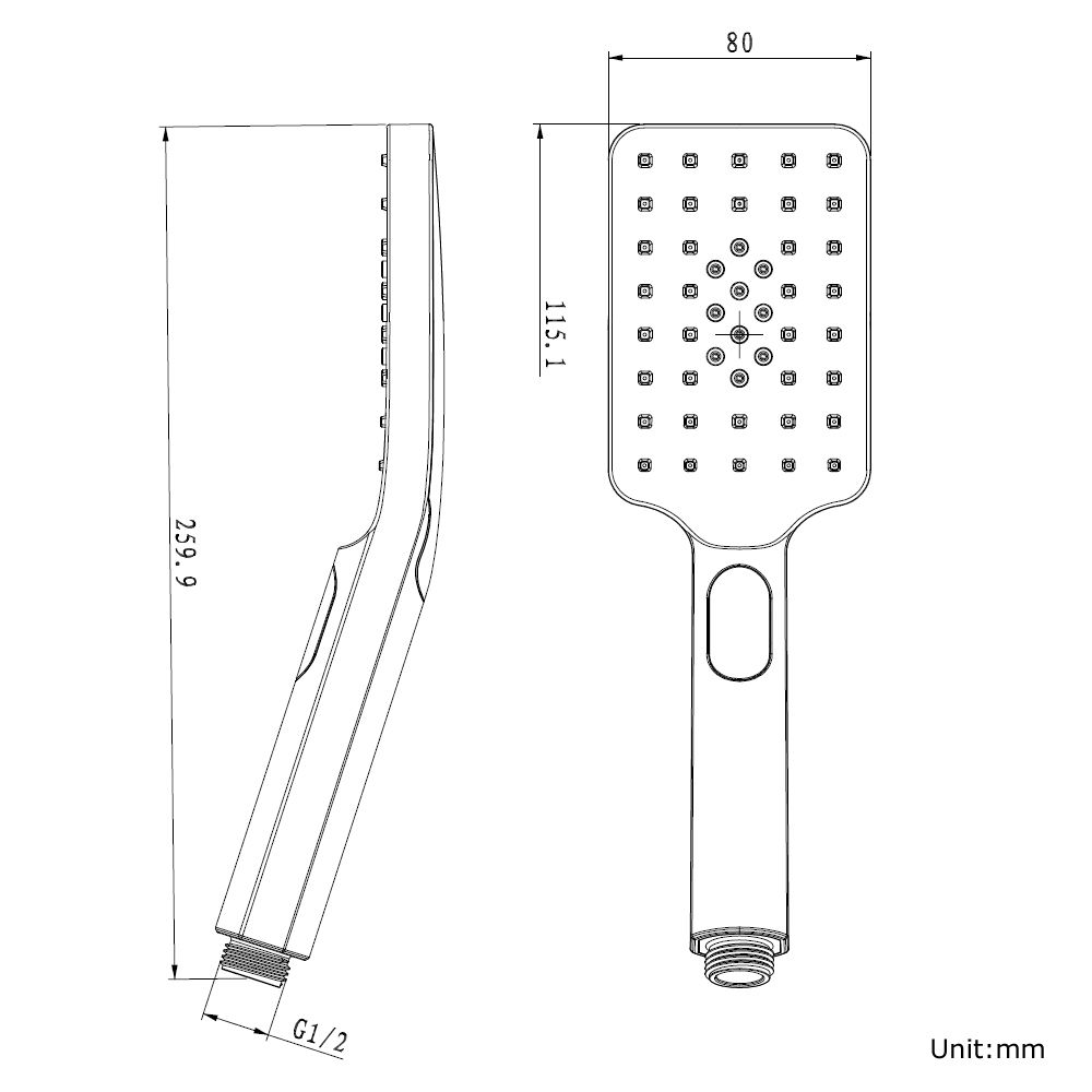 Norico Esperia Square 3 Functions Brushed Nickel Hand Shower Spray ...