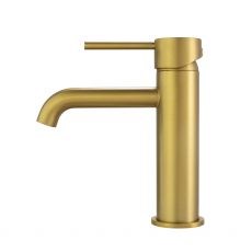 LUCID PIN Series Round Brushed Brass Basin Mixer