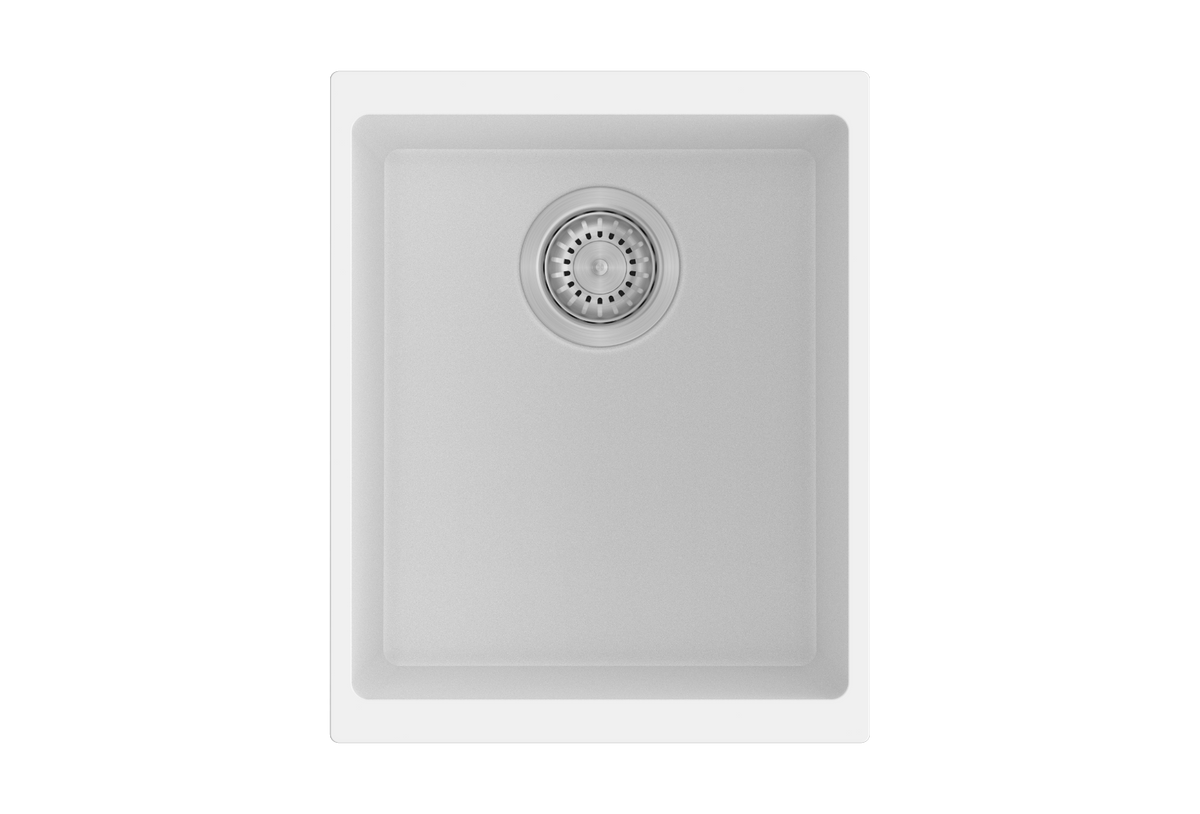 370 x 460 x 200mm Carysil Enigma 100N Single Bowl Granite Kitchen/Laundry Sink Top/Flush/Under Mount