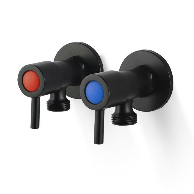 Norico Pentro Matte Black Round Brass Washing Machine Taps Set - Blue ...